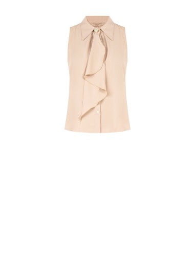 A-lijn blouse van georgette met maxi-volant en juweelknop Rinascimento