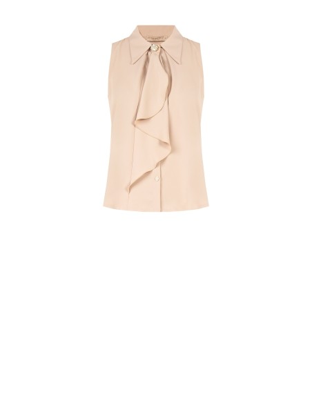A-lijn blouse van georgette met maxi-volant en juweelknop Rinascimento