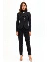 Veste blazer cintrée en crêpe scuba avec fermeture éclair asymétrique Rinascimento