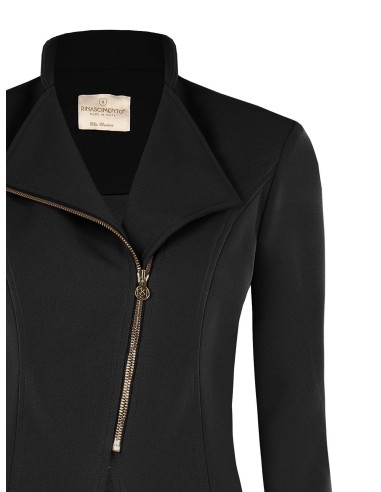 Getailleerde blazer van scuba-crêpe met asymmetrische rits