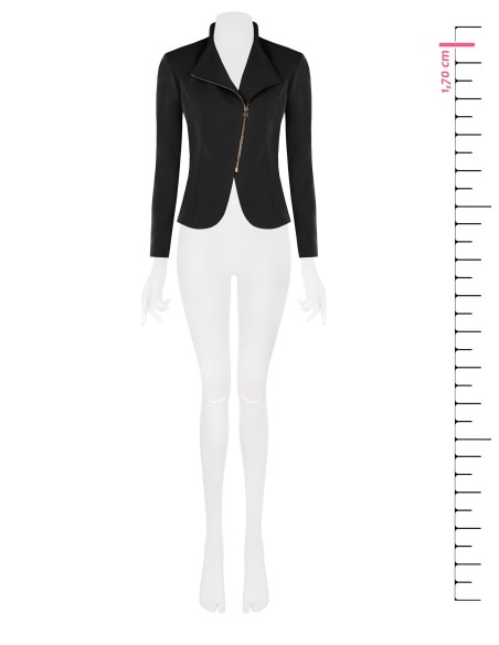 Getailleerde blazer van scuba-crêpe met asymmetrische rits