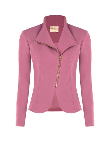Veste blazer cintrée en crêpe scuba avec fermeture éclair asymétrique Rinascimento