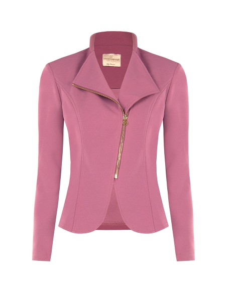 Getailleerde blazer van scuba-crêpe met asymmetrische rits