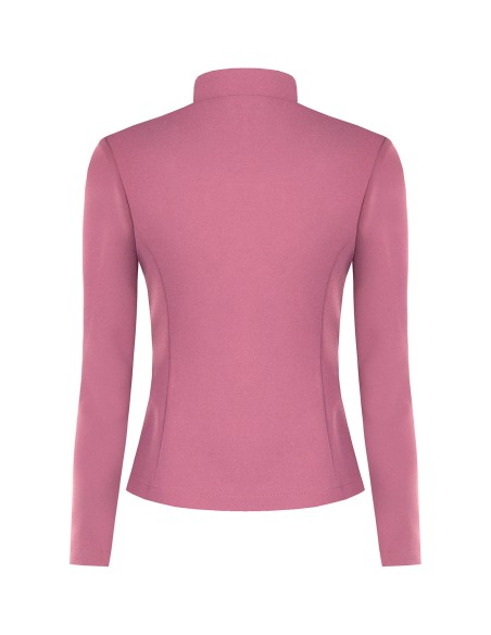 Veste blazer cintrée en crêpe scuba avec fermeture éclair asymétrique Rinascimento