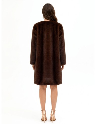 Manteau long en fausse fourrure avec fermeture à crochets Rinascimento