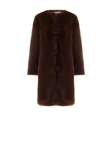 Manteau long en fausse fourrure avec fermeture à crochets Rinascimento