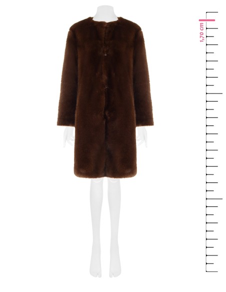 Lange jas van imitatiebont met haaksluiting Rinascimento