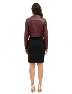 Veste courte en similicuir avec motif à carreaux tressés et bretelles Rinascimento 2