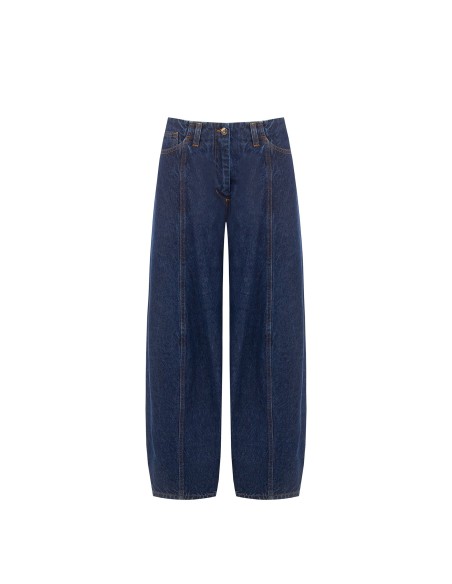 Jeans ballon avec coutures apparentes sur le devant Rinascimento