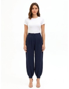 Pantalon balloon en mélange de viscose avec double pinces Rinascimento