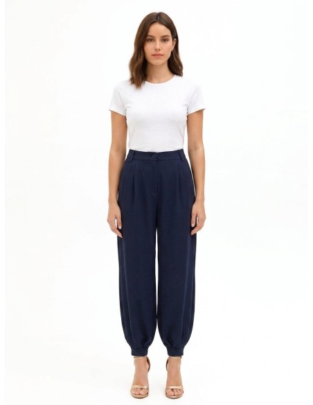 Pantalon balloon en mélange de viscose avec double pinces Rinascimento
