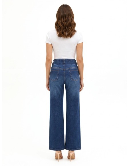 Jean wide leg extensible avec ceinture assortie Rinascimento