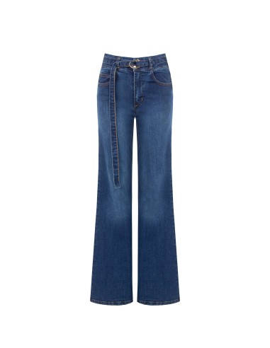 Jean wide leg extensible avec ceinture assortie Rinascimento