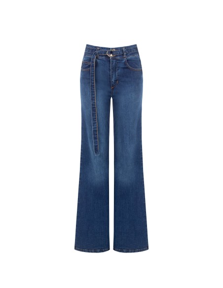Jean wide leg extensible avec ceinture assortie Rinascimento