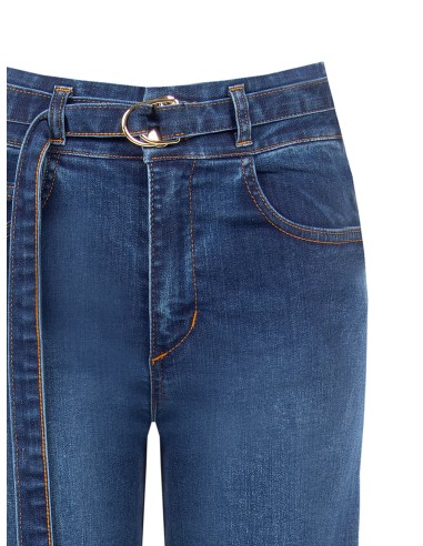 Wide leg-jeans met stretch en bijpassende riem Rinascimento