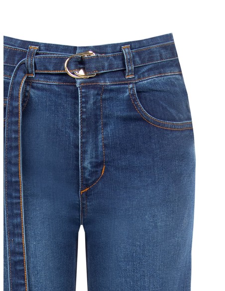 Jean wide leg extensible avec ceinture assortie Rinascimento