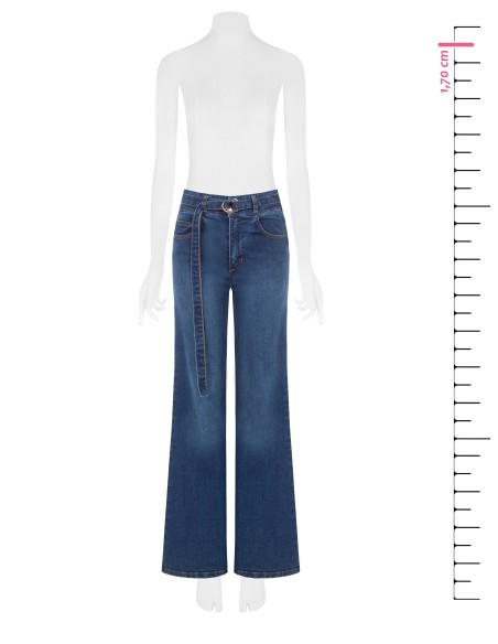 Jean wide leg extensible avec ceinture assortie Rinascimento