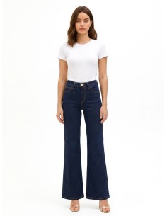 Jeans wide leg stretch, délavage zéro Rinascimento
