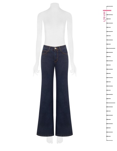 Wide-leg jeans met stretch, Zero-wassing, Rinascimento