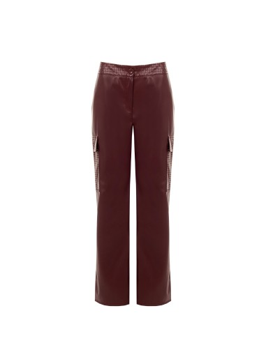 Pantalon droit cargo en similicuir avec motif à carreaux tressés Rinascimento