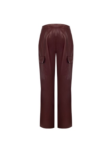 Pantalon droit cargo en similicuir avec motif à carreaux tressés Rinascimento