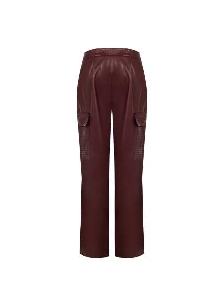 Pantalon droit cargo en similicuir avec motif à carreaux tressés Rinascimento