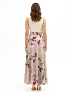 Lange satijnen klokrok met bloemenprint Rinascimento 2