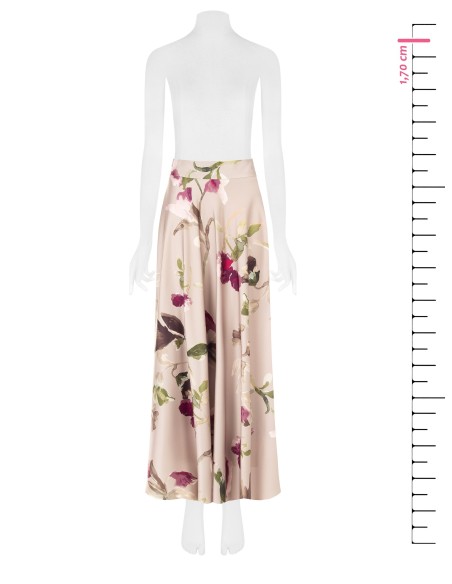 Lange satijnen klokrok met bloemenprint Rinascimento