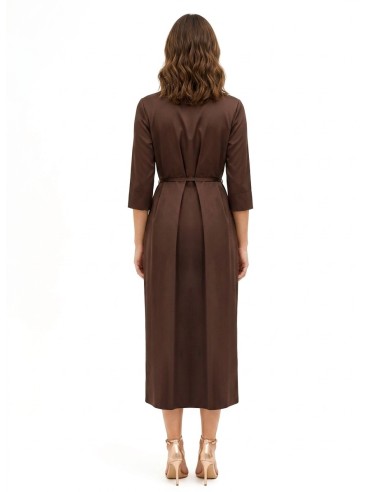 Robe-chemise longue en mélange de coton avec volants et longue ceinture fine assortie Rinascimento