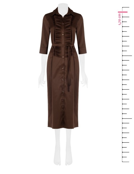Robe-chemise longue en mélange de coton avec volants et longue ceinture fine assortie Rinascimento
