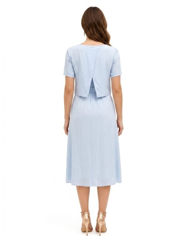 Robe midi effet deux pièces en mélange de viscose légèrement froissée Rinascimento