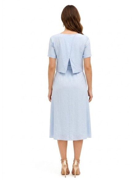 Robe midi effet deux pièces en mélange de viscose légèrement froissée Rinascimento