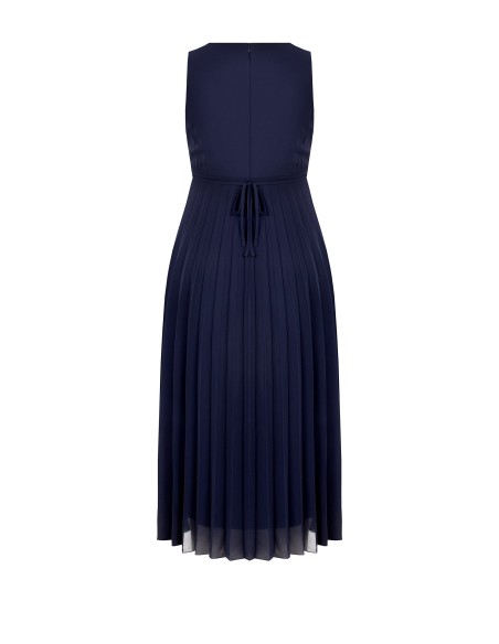 Robe longue grande taille en georgette plissée avec cristaux à la taille et décolleté cache-cœur Rinascimento Curvy
