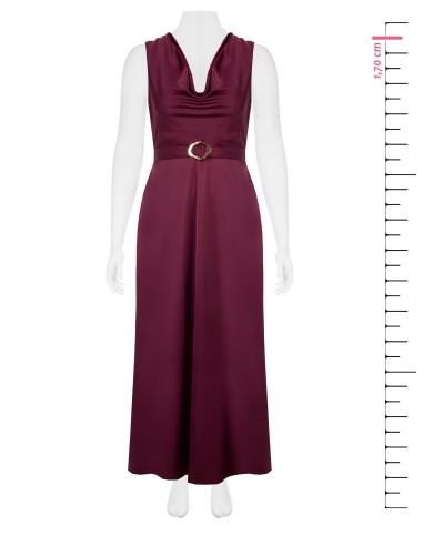 Lange curvy-jurk van satijn met geïntegreerde riem en gesp van Rinascimento Curvy