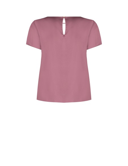 Curvy-blouse van soepel satijn met dubbele druppelvormige uitsparing – Rinascimento Curvy