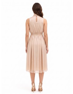 Robe midi en satin lamé avec nœud et taille élastique Rinascimento 2