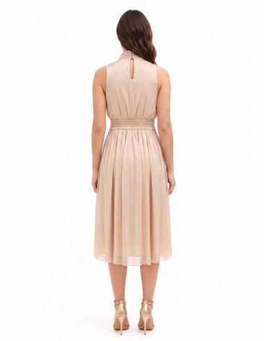 Midi-jurk van gelamineerd satijn met strik en elastische taille van Rinascimento