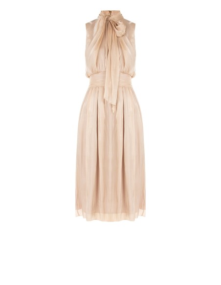 Robe midi en satin lamé avec nœud et taille élastique Rinascimento