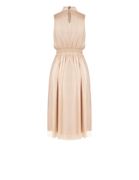 Robe midi en satin lamé avec nœud et taille élastique Rinascimento