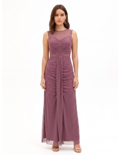 Robe longue en résille extensible avec détails semi-transparents Rinascimento