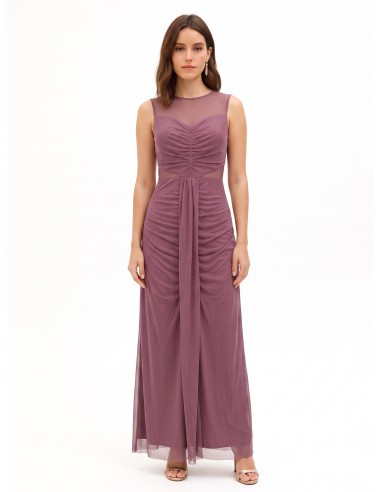 Robe longue en résille extensible avec détails semi-transparents Rinascimento