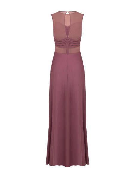 Robe longue en résille extensible avec détails semi-transparents Rinascimento