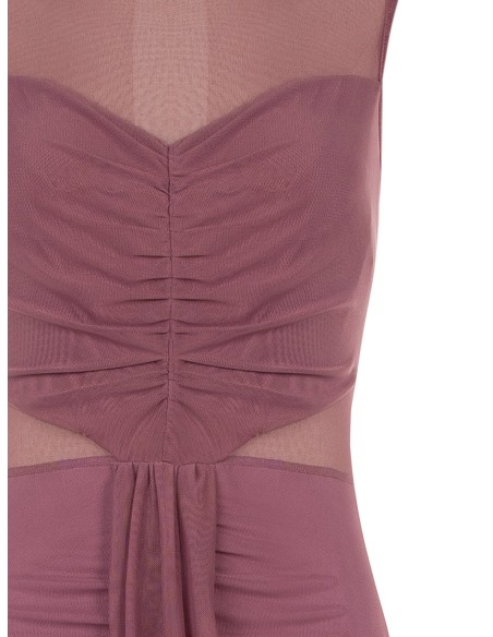 Robe longue en résille extensible avec détails semi-transparents Rinascimento