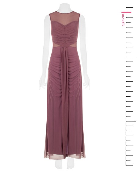 Robe longue en résille extensible avec détails semi-transparents Rinascimento