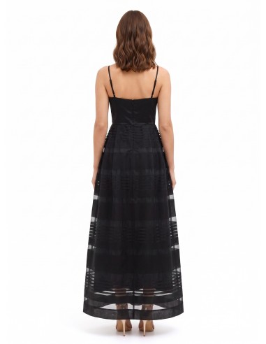Robe longue bouffante en tulle à rayures transparentes avec top en satin Rinascimento
