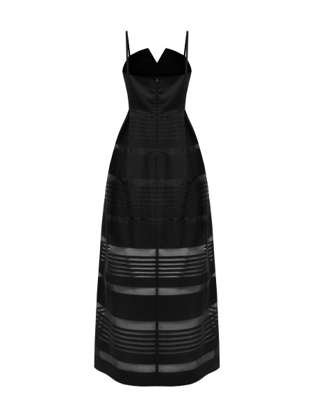 Robe longue bouffante en tulle à rayures transparentes avec top en satin Rinascimento