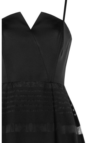 Robe longue bouffante en tulle à rayures transparentes avec top en satin Rinascimento