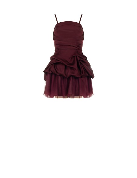 Robe courte bouffante à volants en satin avec bas en tulle Rinascimento