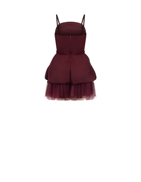 Robe courte bouffante à volants en satin avec bas en tulle Rinascimento
