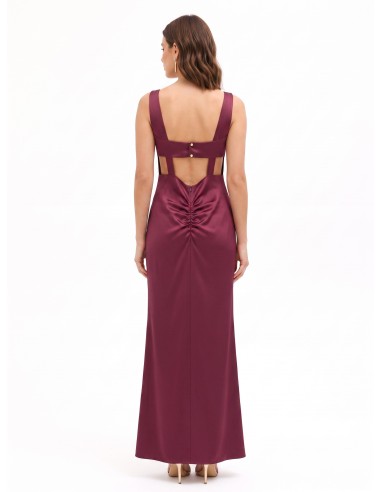 Robe longue en satin structuré, décolletée et froncée au dos, Rinascimento